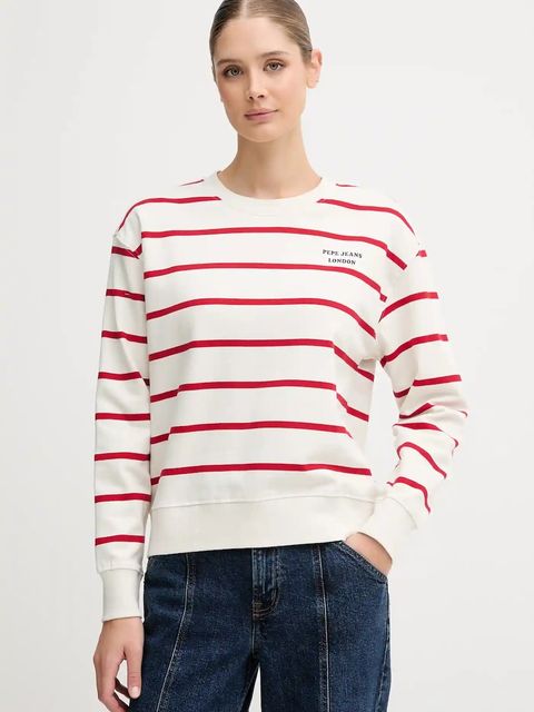 Pepe Jeans bluza bawełniana damska kolor beżowy wzorzysta PL5800020