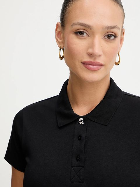 Karl Lagerfeld polo bawełniane IKON damski kolor czarny B1W17035