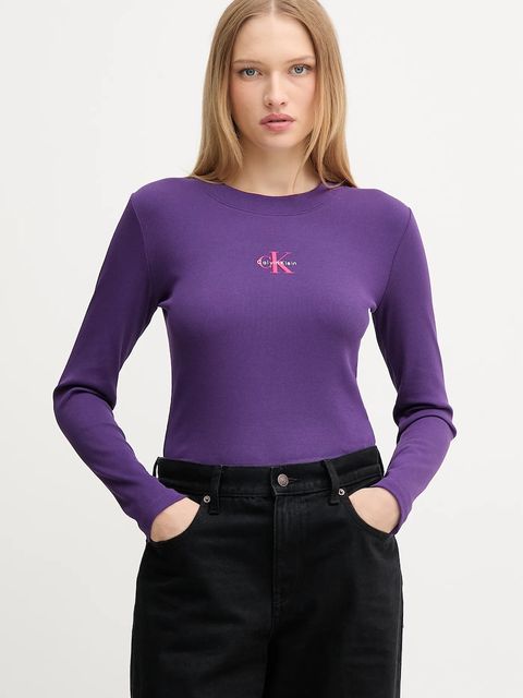 Calvin Klein Jeans longsleeve kolor fioletowy LV047A803G - zdjęcie produktu nr 1