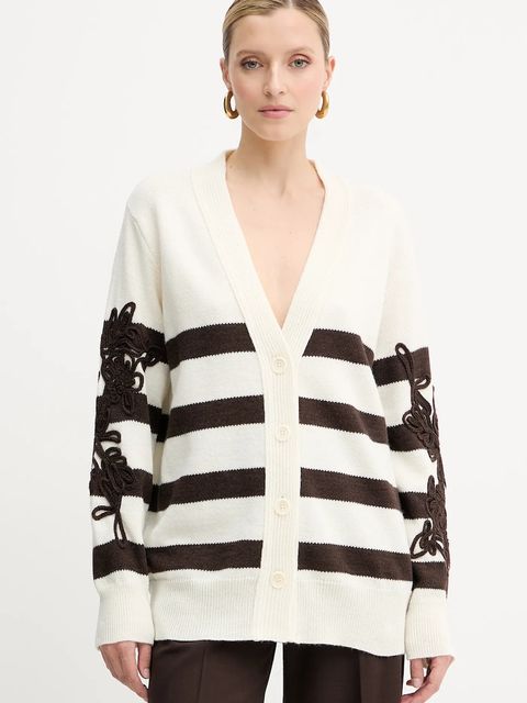 ERMANNO Firenze kardigan z domieszką wełny damski kolor beżowy 57TN044EA5 - zdjęcie produktu nr 1