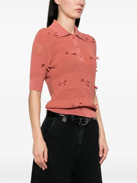 Essentiel Antwerp Jarts bow-detail polo shirt - Pink