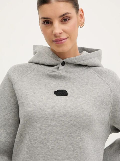 The North Face bluza Relaxed damska kolor szary z kapturem melanżowa NF0A89C0EC41