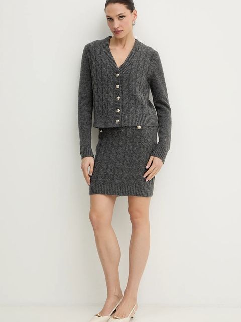 Morgan sukienka z domieszką wełny kolor szary mini dopasowana RMGREY