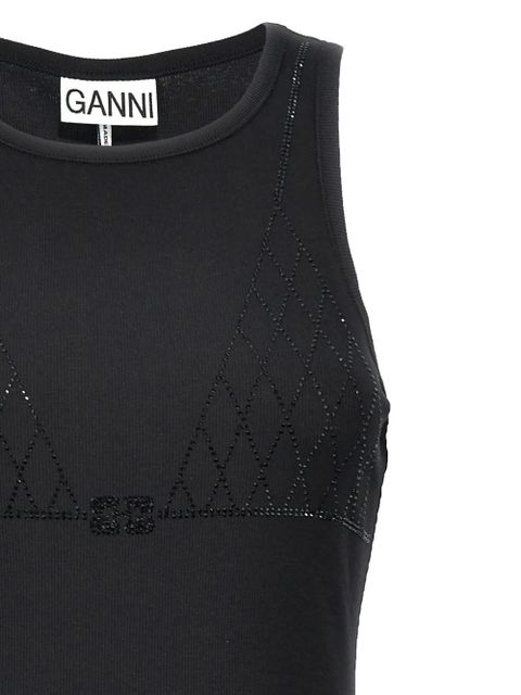 GANNI Rhinestone tank top - Black