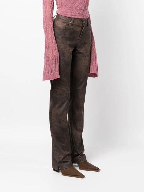 MISBHV washed-effect flared trousers - Brown