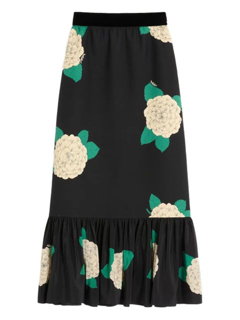 Valentino Garavani Apres L'Hiver-print midi skirt - Black