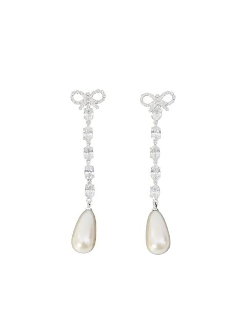 Self-Portrait bow droplet earrings - Silver