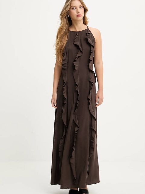 Answear.LAB sukienka kolor brązowy maxi prosta - zdjęcie produktu nr 1