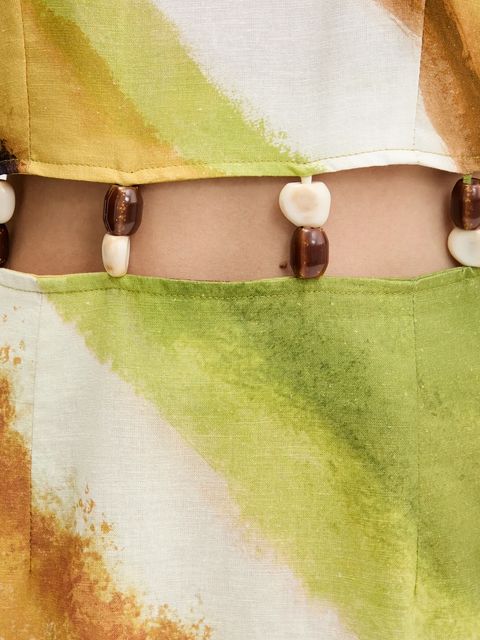 Never Fully Dressed sukienka z domieszką lnu kolor żółty maxi prosta NFDDR2014