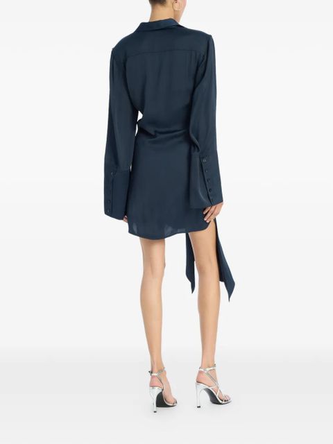 ROTATE BIRGER CHRISTENSEN satin-tie mini shirt dress - Blue