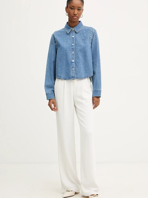 Morgan koszula jeansowa damska kolor niebieski regular z kołnierzykiem klasycznym CBLING - zdjęcie produktu nr 2