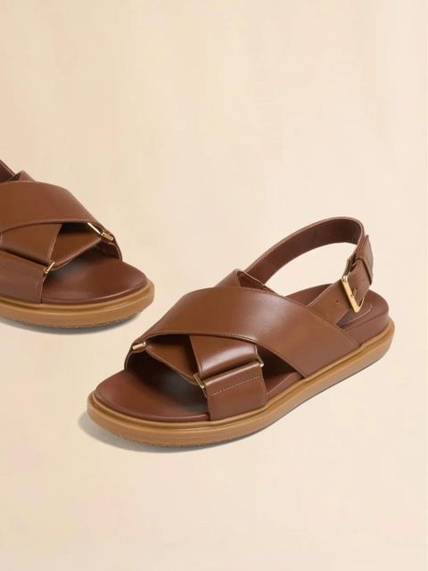 Marni cross-strap leather sandals - Brown
