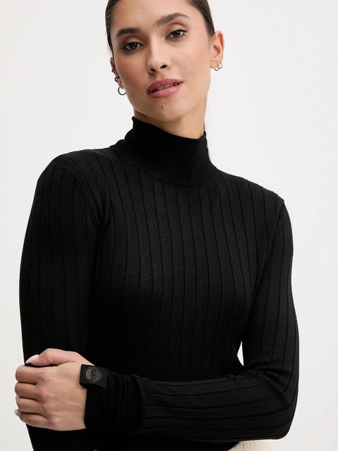 Colmar sweter wełniany damski kolor czarny lekki z półgolfem 7907.2ZP