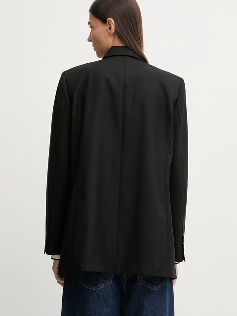 G-Star marynarka z dodatkiem wełny 0 kolor czarny dwurzędowa gładka D27131.E200