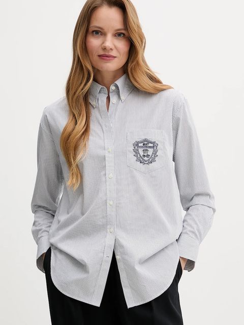 Gant koszula bawełniana damska kolor granatowy relaxed z kołnierzykiem klasycznym 4300557 - zdjęcie produktu nr 1