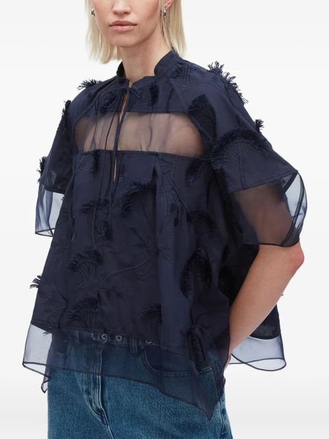 3.1 Phillip Lim embroidered ruffled blouse - Blue