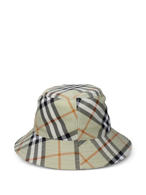 Burberry checked-pattern logo-embroidered bucket hat - Neutrals - zdjęcie produktu nr 2
