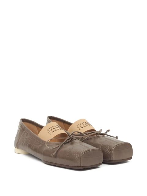 MM6 Maison Margiela crocodile-embossed ballet flats - Brown