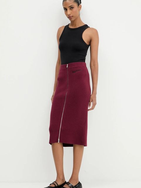 Karl Lagerfeld Jeans spódnica kolor bordowy midi ołówkowa A4W12005 - zdjęcie produktu nr 2