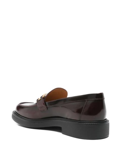 Tod's leather metallic-bar loafers - Red