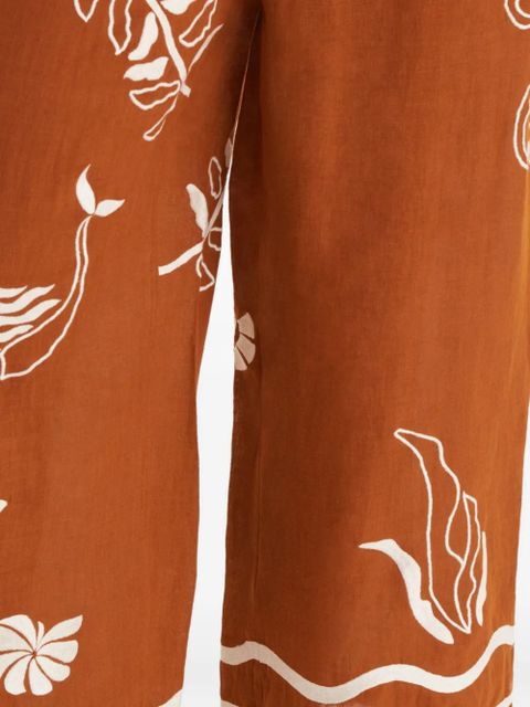 ERES Octopus patterned wide-leg trousers - Brown