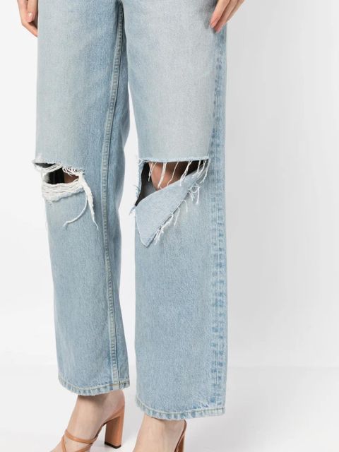 RE/DONE ripped-detail straight-leg jeans - Blue