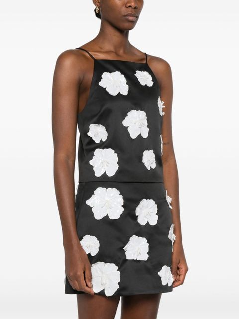 ROTATE BIRGER CHRISTENSEN flower satin top - Black