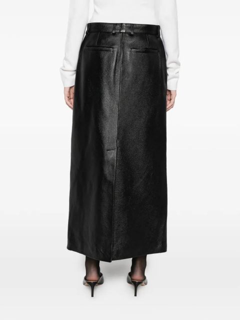 TOTEME grained-leather straight maxi skirt - Black