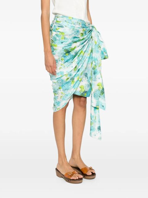 Chloé floral-print draped mini skirt - Blue