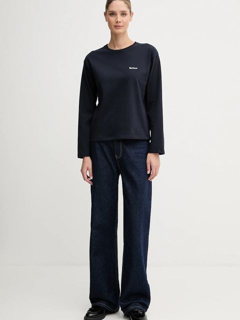 Barbour longsleeve bawełniany LAVENSDALE kolor granatowy LML0899