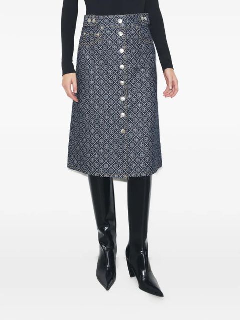 Tory Burch flared buttoned skirt - Blue