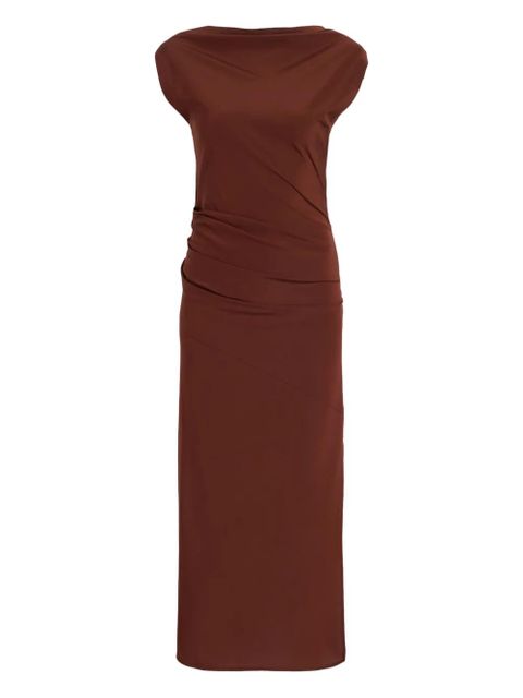 Proenza Schouler draped cowl-neck midi day dress - Brown - zdjęcie produktu nr 1
