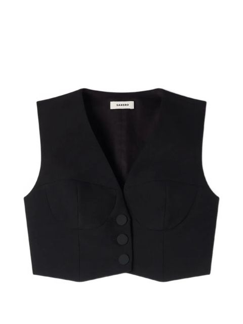 SANDRO corset V-neck waistcoat - Black - zdjęcie produktu nr 1