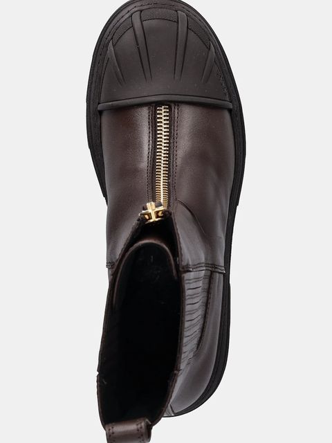 Furla sztyblety skórzane damskie kolor brązowy na płaskim obcasie