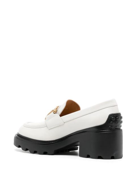 Tod's 65mm logo-plaque leather loafers - Grey