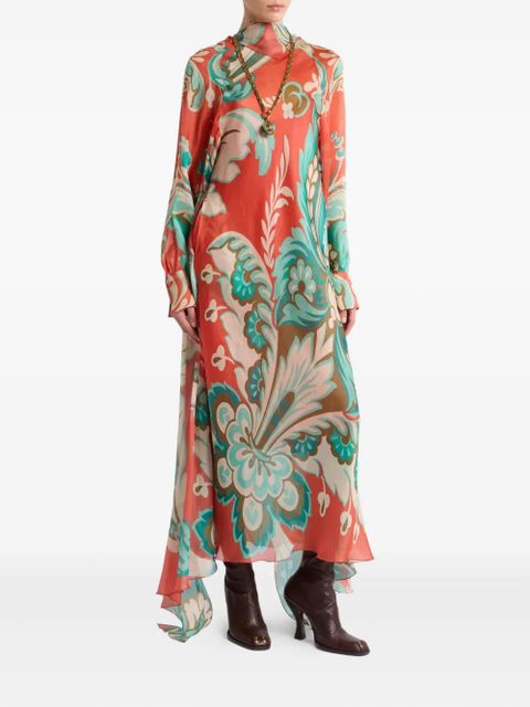 ETRO paisley-print drape dress - Red