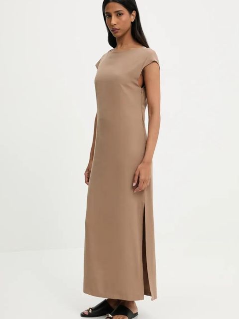 Answear.LAB sukienka kolor brązowy maxi dopasowana