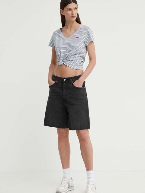 Levi's szorty jeansowe BERMUDA SHORT damskie kolor czarny gładkie high waist A8720