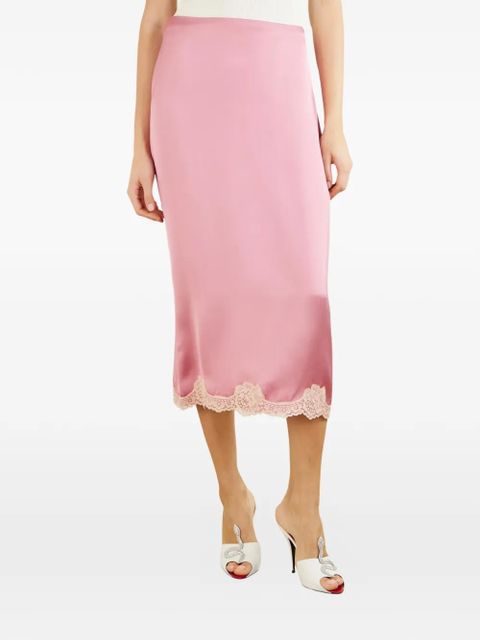 Valentino Garavani lace-trim satin skirt - Pink