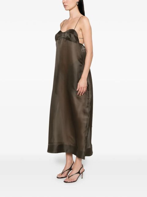 Róhe bustier sheer midi dress - Brown