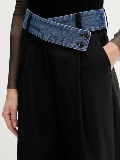 Desigual spodnie z domieszką wełny DENIMWAIST kolor czarny 25WWPW03