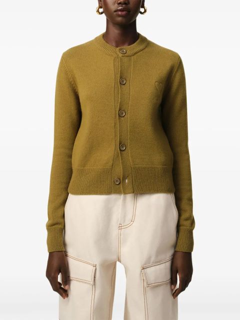 AMI Paris Ami de Coeur-embossed cardigan - Green