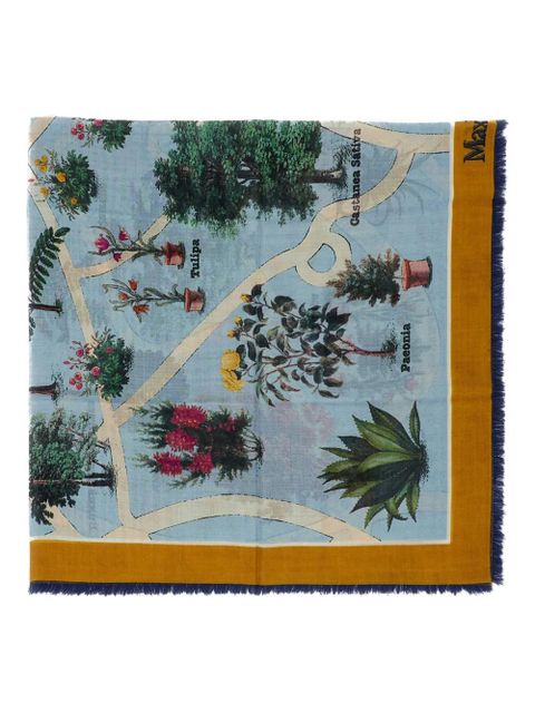 Max Mara printed fringed scarf - Blue - zdjęcie produktu nr 1
