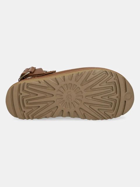 UGG klapki nubukowe Goldenstar Villa Clog damskie kolor brązowy na platformie 1169590-CHE