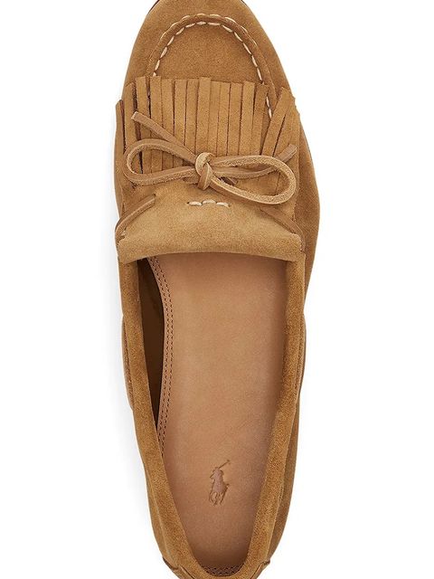 Polo Ralph Lauren mokasyny skórzane Soft Loafer damskie kolor beżowy na płaskim obcasie 818942648003