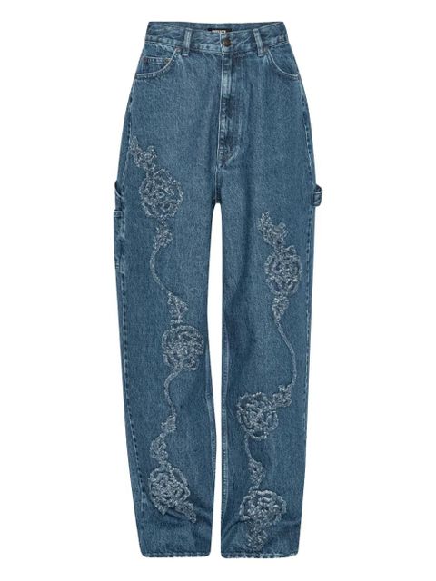 ROTATE BIRGER CHRISTENSEN floral denim boyfriend jeans - Blue - zdjęcie produktu nr 1