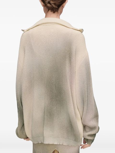 Maison Margiela floral zip knit sweater - Neutrals