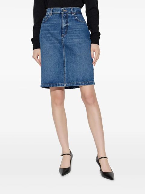 Dolce & Gabbana logo-plaque denim mini skirt - Blue
