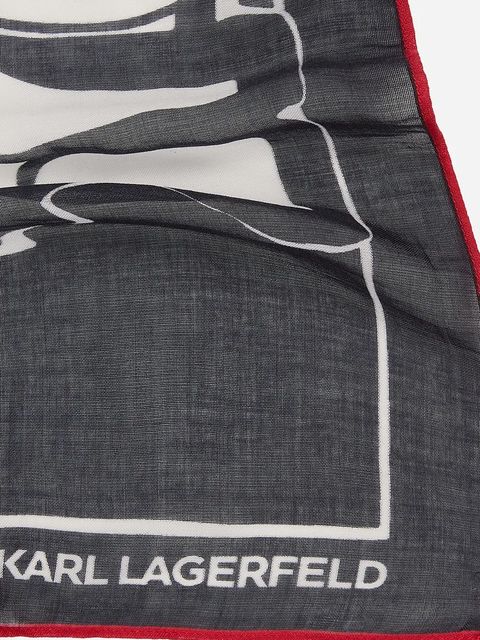 Karl Lagerfeld chusta bawełniana IKON damska kolor czarny wzorzysta A2W33076