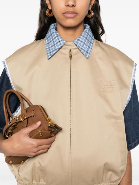 Miu Miu logo-embroidered gilet - Neutrals - zdjęcie produktu nr 2